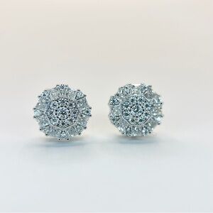 Moissanite Halo Screw‑Back Earrings • Brand New • Retail $270